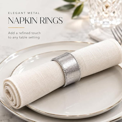 ALPHA Living HOME Silver Napkin Rings Set of 12 Premium, 100% Metal - Image 2