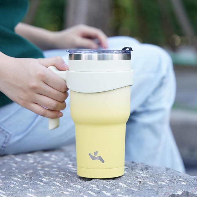 Konokyo 40 oz Tumbler with Handle and Straw, Insulated Travel Mug | Army Green; - Image 7