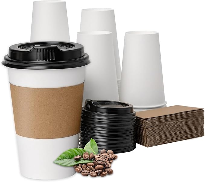 RACETOP 12 oz 100 Pack Disposable Paper Coffee Cups by RACETOP