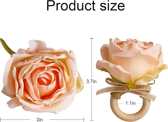 Flower Napkin Rings Set of 8, Handmade Rose Napkin Holder - Image 6