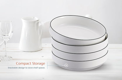 KooK Ceramic Large Pasta Bowls, Microwave and Dishwasher Safe, Shallow Serving - Image 5