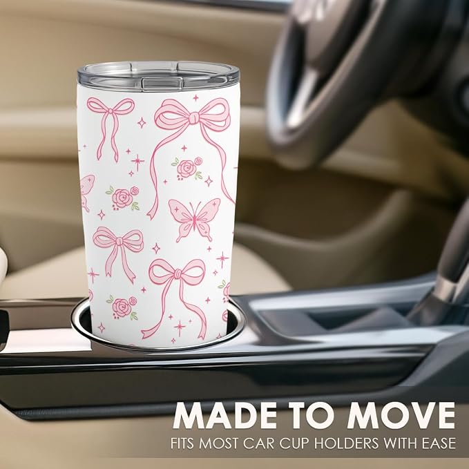 SANDJEST Bow Tumbler 20oz, Stainless Steel Travel Cup - Image 6