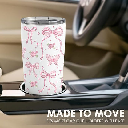 SANDJEST Bow Tumbler 20oz, Stainless Steel Travel Cup - Image 6