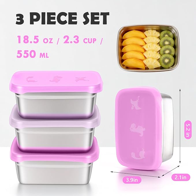 3-Pack Stainless Steel Snack Containers - Image 4
