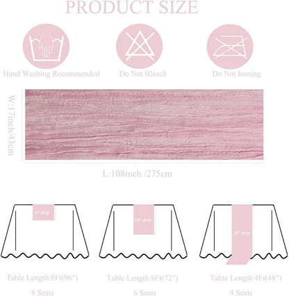 3Pack Light Pink Cheesecloth Table Runner, 17 x 108 inch Pink Table Runners | - Image 3