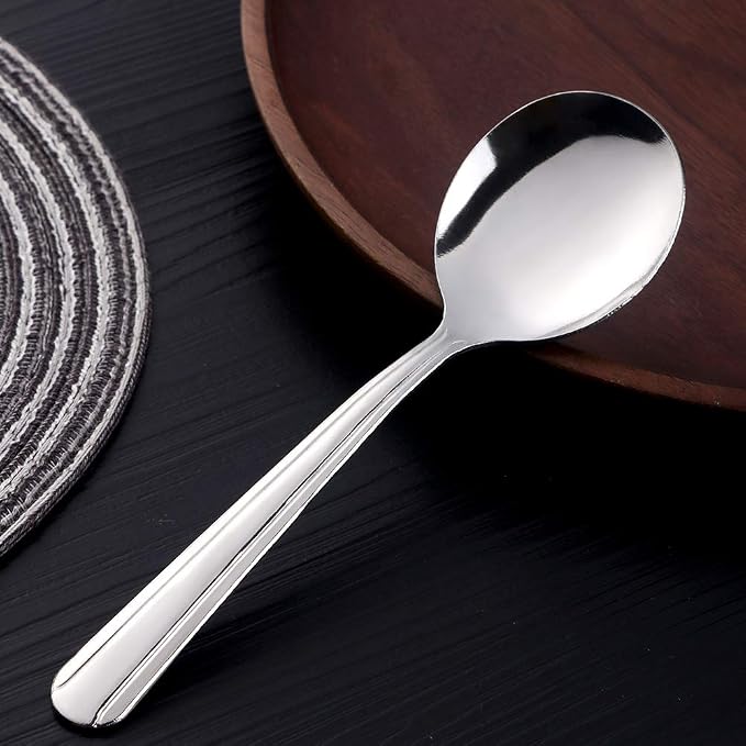 Bouillon Spoons Set of 12, 5.9 Inch Stainless Steel Soup Spoon, Metal Round - Image 5