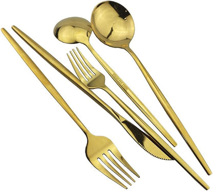 Shiny Gold Silverware Set, JASHII 20-Piece Stainless Steel Satin Finish - Image 8