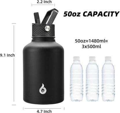 BJPKPK 50oz Large Insulated Water Bottle, Stainless Steel Water Jug | - Image 4