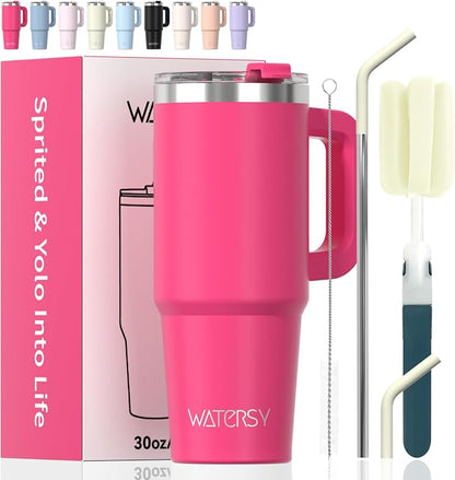 20 oz Tumbler with Handle, Tumbler with Lid and Straw, Double Wall Insulated by Watersy
