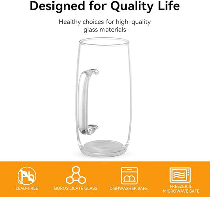 Glass Tea Cups Set of 2-13.5 Oz Clear Borosilicate Teacups - Image 5