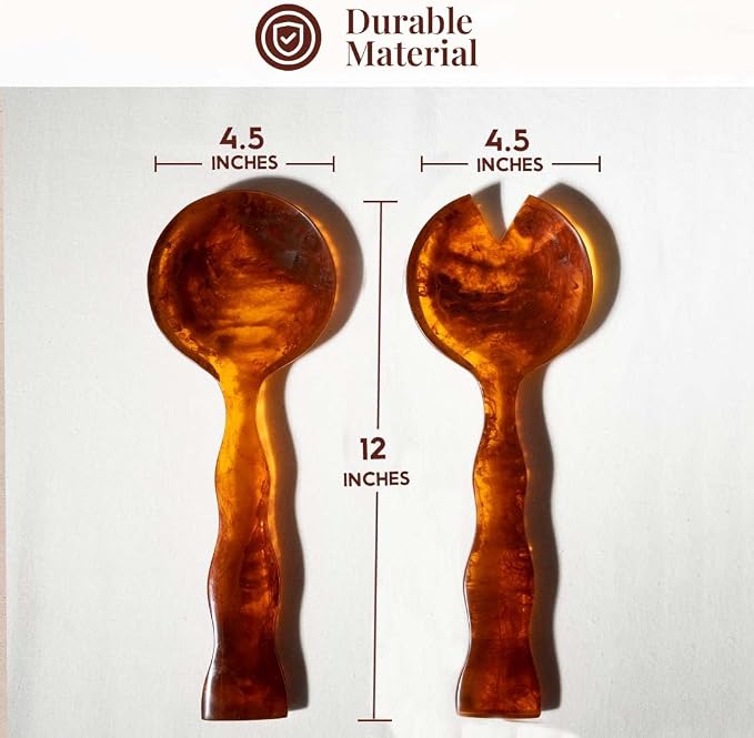 Folkulture Resin Salad Servers, Resin Serving Spoons | Salad Tongs - Image 3