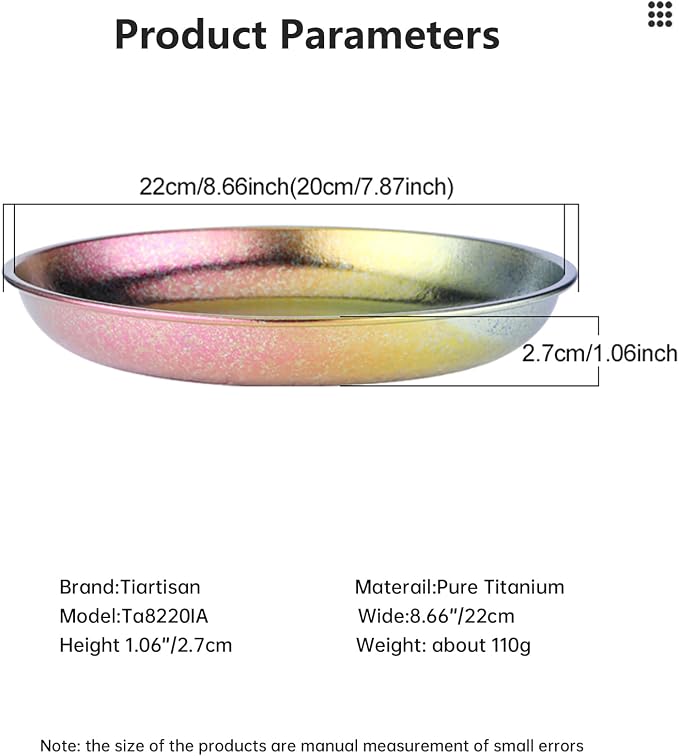 Titanium Camping Plate Titanium Pan Dish Plate Lightweight Round Dinnerware - Image 2