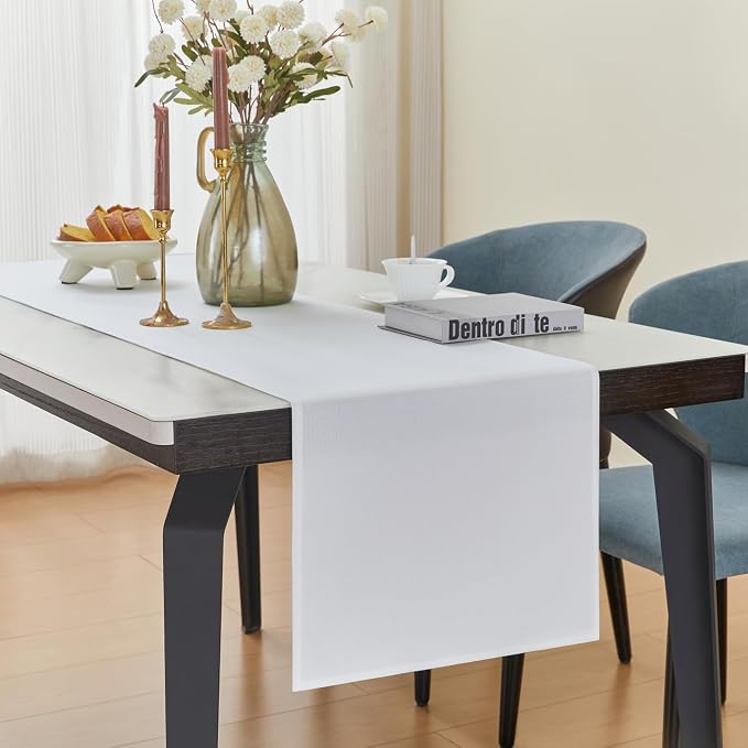 YATOJUZI White Table Runner Seasonal Summer Kitchen Dining Coffee Table - Image 5