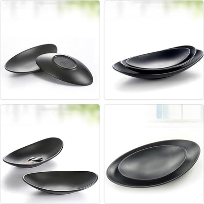 2Pcs Black Melamine Decorative Food Plates for Sushi and Dessert Wear-resistant Japanese-style Serving Trays for Parties Restaurants and Family Gatherings