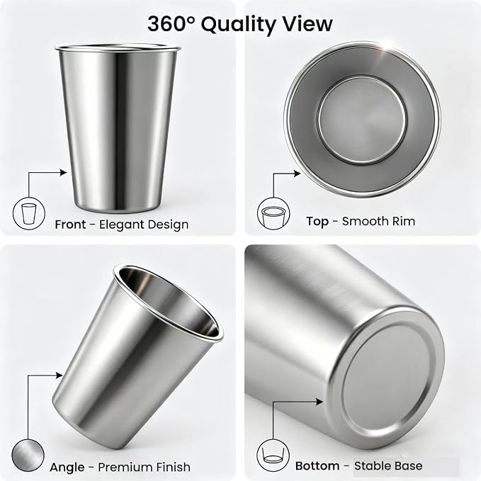 Stainless Steel Cups & Pint Tumblers Set of 8 - Image 5