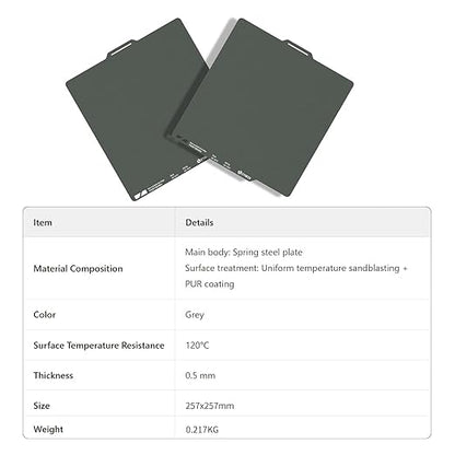 FYSETC 3D Printer Accessories 256mm Build Plate: Gray A1 257X257mm Dual Side Textured PEI Heated Bed Surface Upgrade CryoNix Sheet 10.1 in for P2S P1P P1S X1 X1C X1E Printing Project