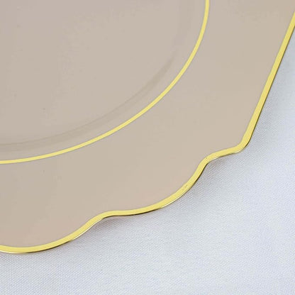 Taupe Hard Plastic Dessert Plates, 50 Pack 8" Disposable Round Baroque Plates - Image 8