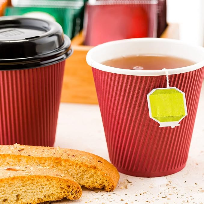 Restaurantware Ripple Wall Coffee Cups 500 Count 8 Ounce Insulated Crimson - Image 10