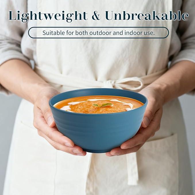 Wheat Straw Bowls Set of 8, Unbreakable Cereal Bowl 26 OZ, Microwave and - Image 5