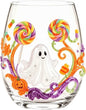 Halloween Printed Glass Cup, Ghost Pumpkin Themed Handleless Water Tumbler 15oz by Unknown