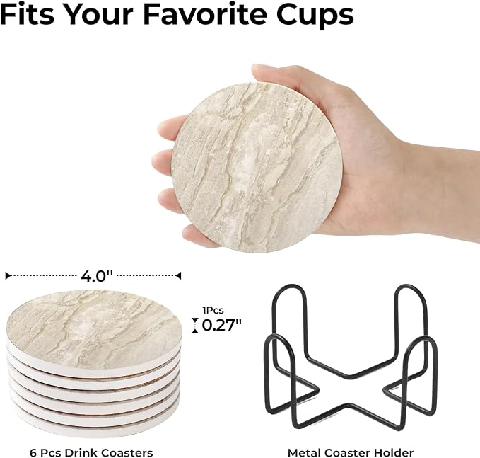 LIFVER Coasters for Coffee Table, Coasters for Drinks Absorbent, Drink Coasters - Image 2