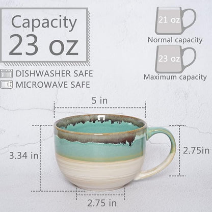 Ceramic Jumbo Coffee Mug Set of 2, 23 Oz, Large Mug Soup Bowls - Image 2