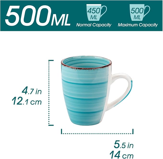 vancasso Bonita 16 Oz Large Coffee Mugs Set of 6, Ceramic Coffee Cups - Image 2