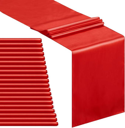 Red Table Runners 20 Pack 12x108 inch Silk Satin Smooth Fabric | Satin Table by B-COOL