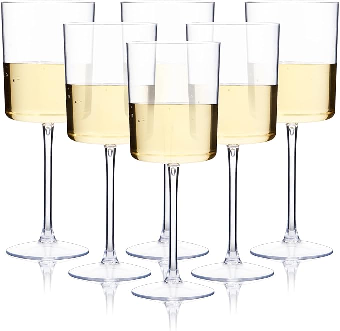 Ciaell 6 Pack Plastic Wine Glasses - 10 Oz Plastic Disposable Wine Glasses by Ciaell