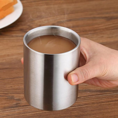 GALPADA Double Wall Stainless Steel Water Cup 260ml, Brushed Metal Insulated - Image 4