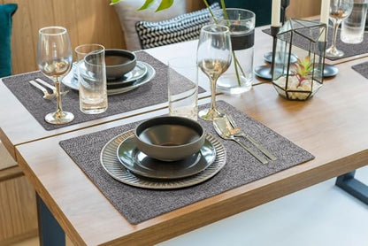 homing Cotton Linen Placemats Set of 8, Cloth Washable Farmhouse Dining Table Mats for Indoors & Outdoors, Easy to Clean, Dark Grey, 13 x 19 Inch