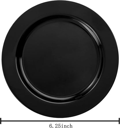 bUCLA 100 Pieces Black Plastic Plates - 6.25 inch Disposable Dessert/Salad/Appetizer/Small Cake Plates for Party, Graduation & New Year