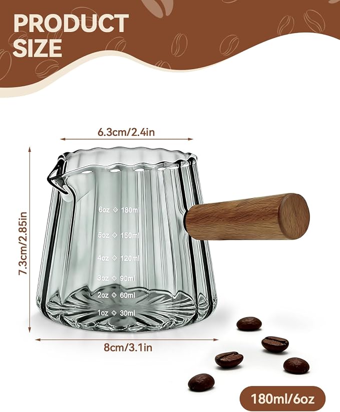 2 PCS Espresso Measuring Cup 6 Oz, Espresso Glass Cups - Image 2