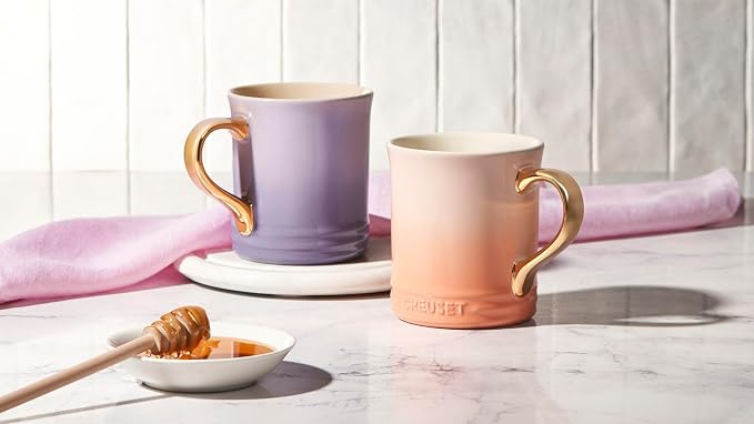 Le Creuset Stoneware Vancouver Mug, 14 oz., Riviera/Gold Metallic Handle - Image 6