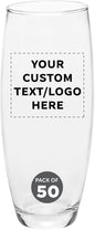 DISCOUNT PROMOS 50 ARC Stemless Champagne Flutes Set, 9 oz. - Customizable Text, Logo - Cachet, Glassware, Cocktails - Clear