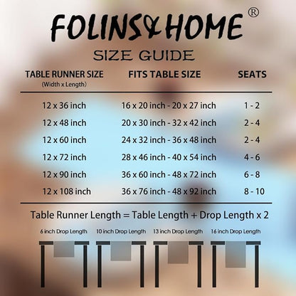FOLINS&HOME Baby Blue Waterproof Decorative Table Runner 72 Inches Long | - Image 5