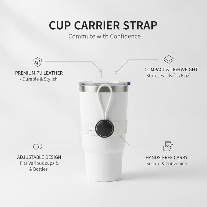 Adjustable PU Leather Cup Carrier Strap - Image 4