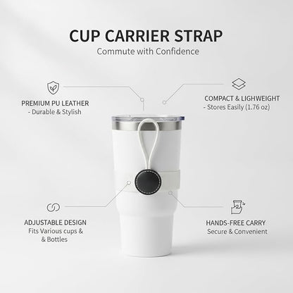Adjustable PU Leather Cup Carrier Strap - Image 4