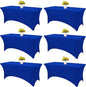 HAISIWLKJ 6 Pack Table Cloth 6ft Royal Blue Tablecloths for Rectangle Folding Table Spandex Fitted Stretch Cover Wrinkle Resistant Washable Protector for Party, Wedding, Banquet, Festival.