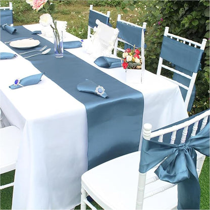Satin Dusty Blue Table Runners 10 Pack - Image 4