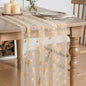 Artoid Mode Beige Gauze Flocking Flowers Table Runner 10FT, Seasonal Sheer by ArtoidMode