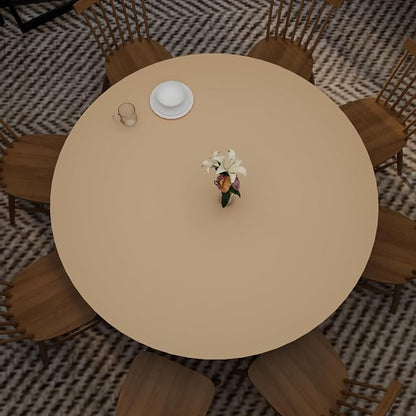 Round Table Pad, 1.8mm Thick, 30 Inch Diameter Leather Table Cover and Protector, Light Brown+Gray