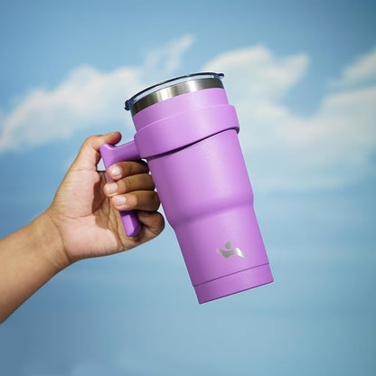 Konokyo 20 oz Tumbler with Handle and Straw, Insulated Travel Mug | Lavender; - Image 5