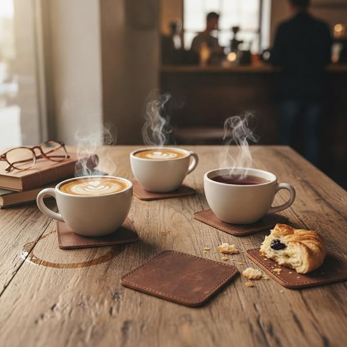 Set of 6 Coaster Geniune Leather Tea Coasters - Image 3