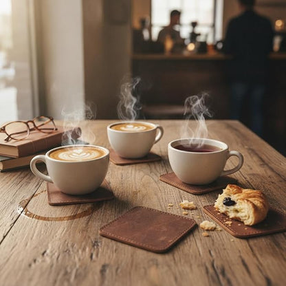 Set of 6 Coaster Geniune Leather Tea Coasters - Image 3
