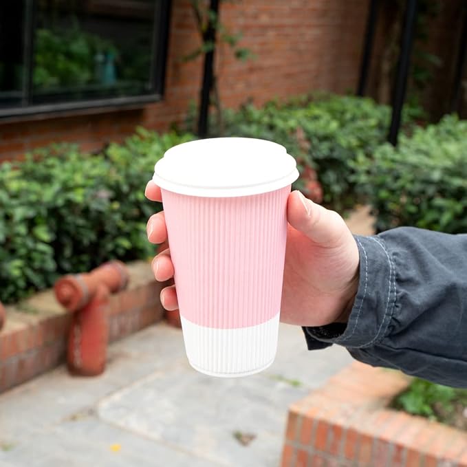 Restaurantware 16 Ounce Ripple Wall Disposable Coffee Cups, 500 Insulated Light - Image 13
