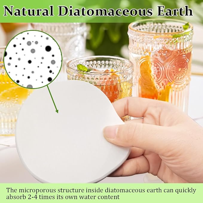 Diatomaceous Earth Coaster Set of 4, Unique Absorbent Stone Coaster, Irregular - Image 5