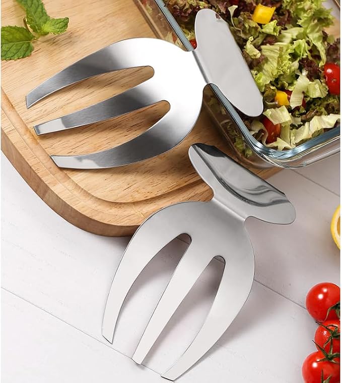ARFUKA Salad Servers Stainless Steel Salad Hands Serving Hands Salad Forks - Image 2