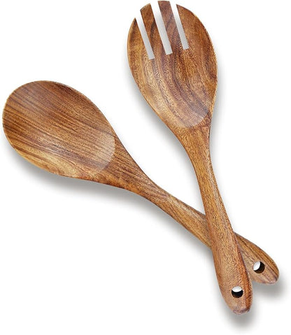 AOOSY Wooden Salad Tongs, 10.2 In Acacia Wood Salad Servers, Long Handle Salad by AOOSY