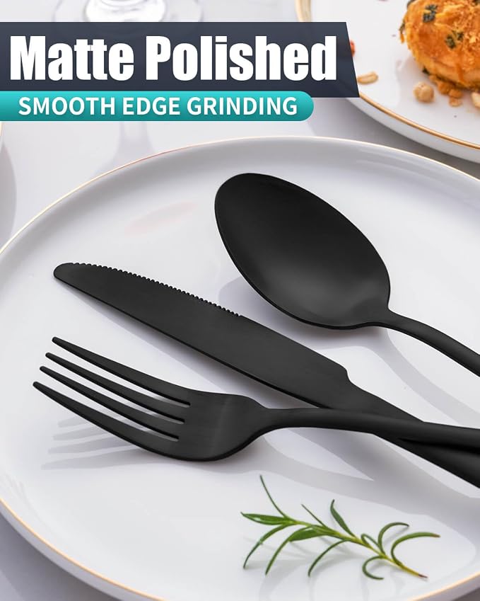 Matte Black Silverware Set - Image 4